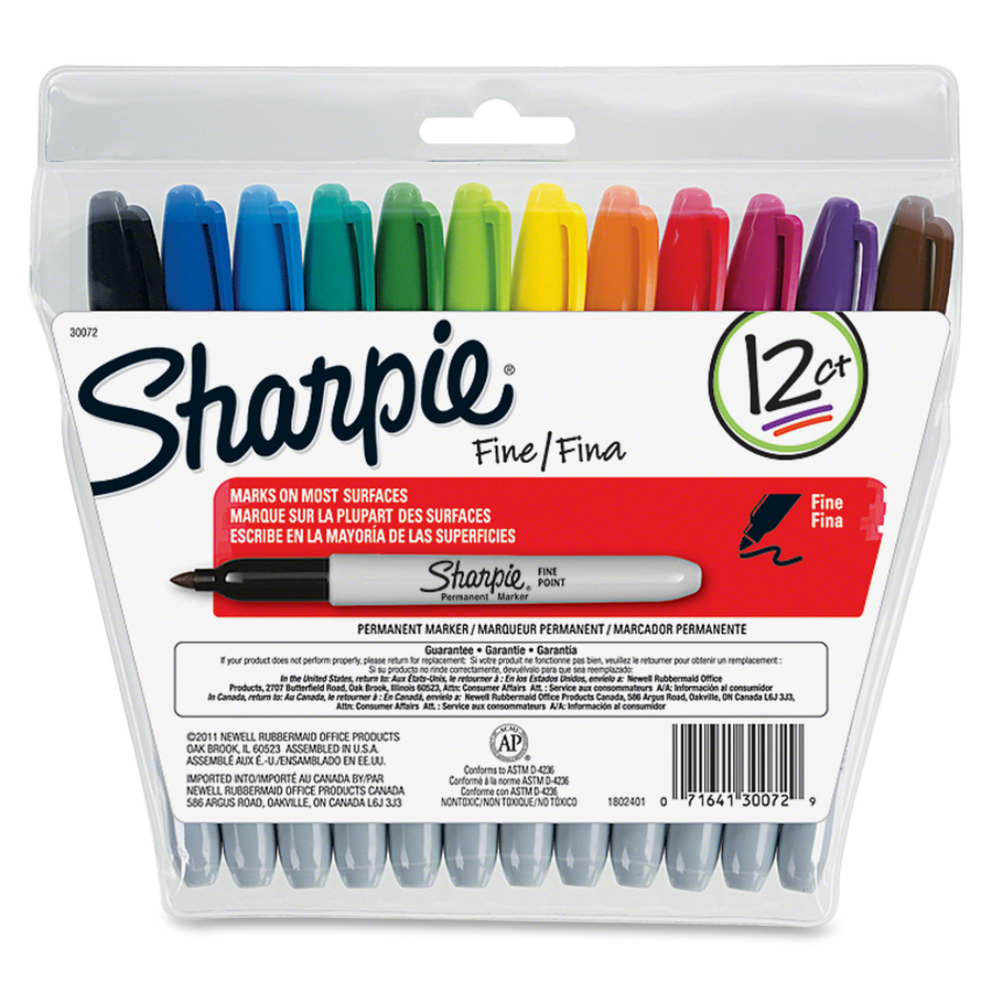   Basics Retractable Permanent Markers - Assorted Colors,  12 Count : Office Products
