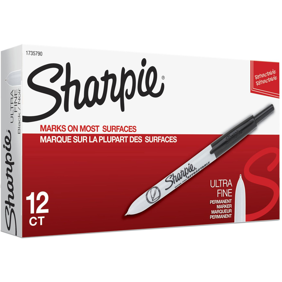 Sharpie Retractable Ultra Fine Point Permanent Marker - Ultra Fine Marker  Point - Retractable - Black - 1 / Box - Kopy Kat Office