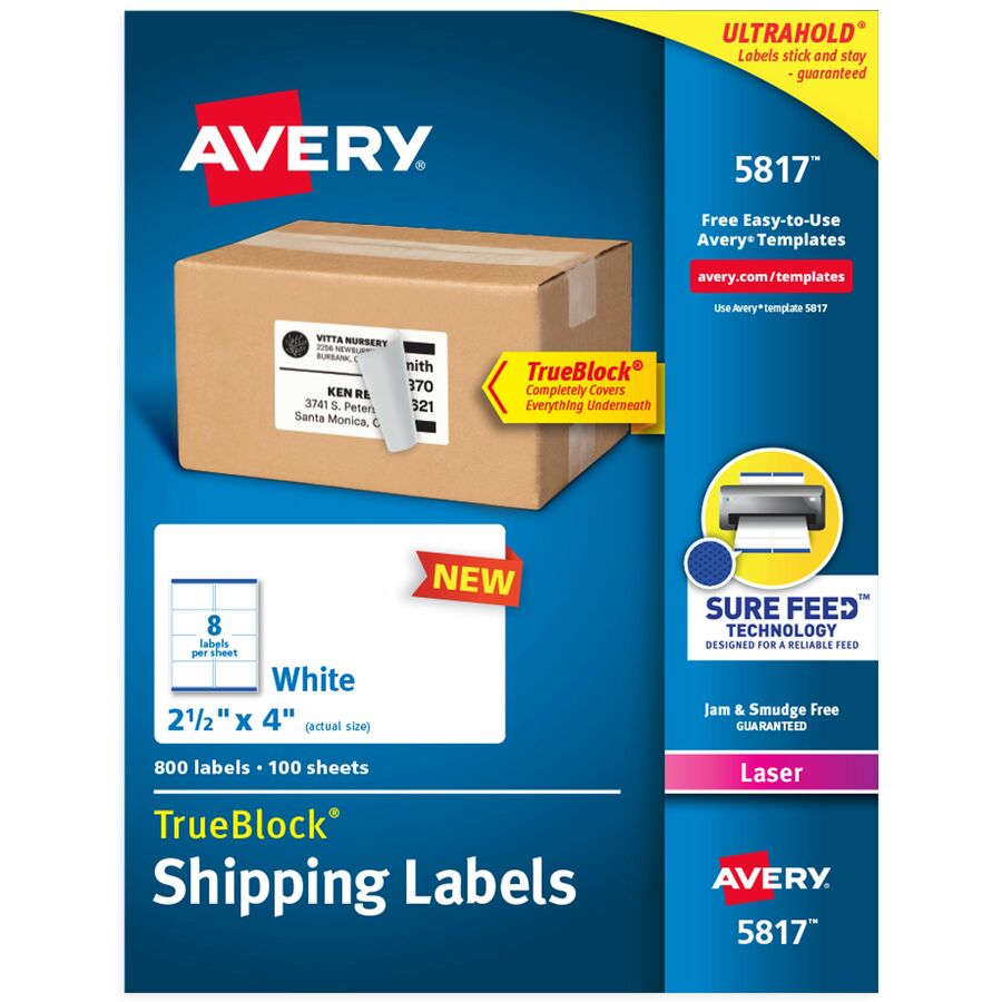 Avery® Printable Blank Shipping Labels, 2.5