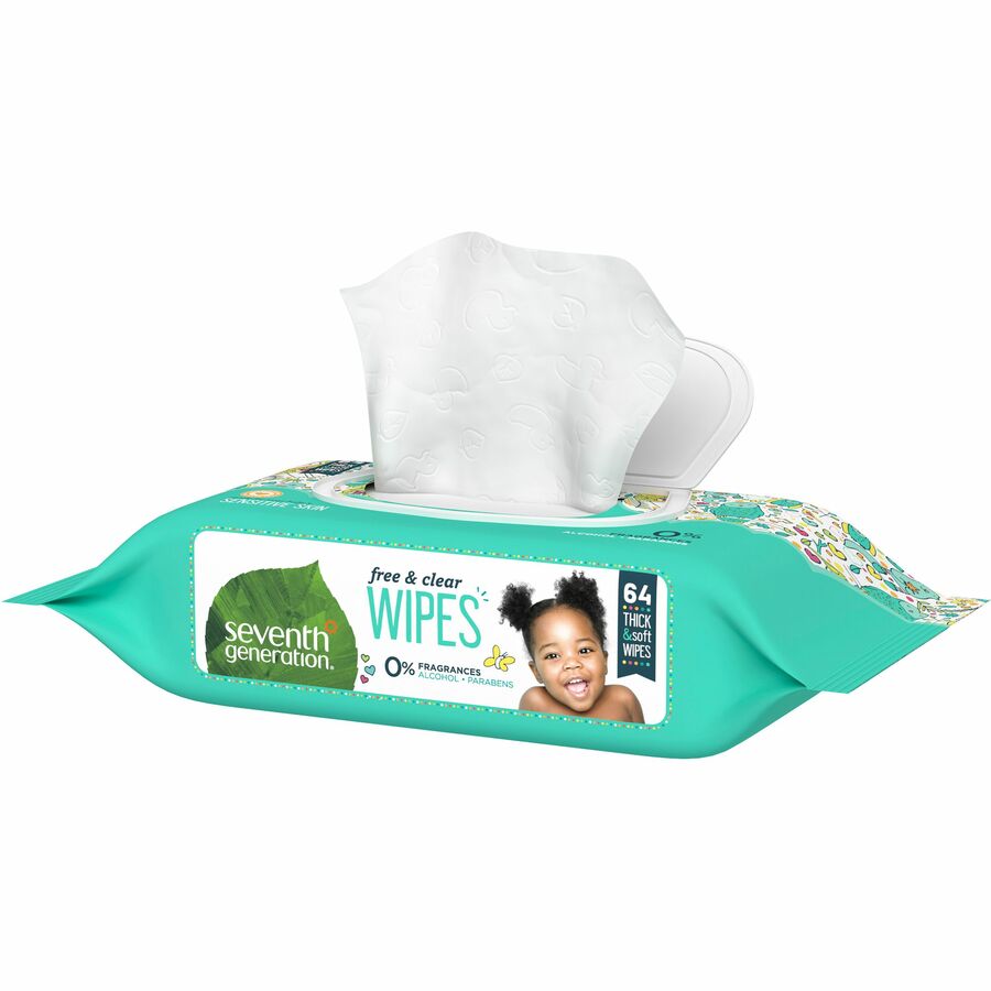 Seventh Generation Baby Wipes - 2 Ply - Natural - Paper - 64 Per Pack - 1 /  Pack - Filo CleanTech