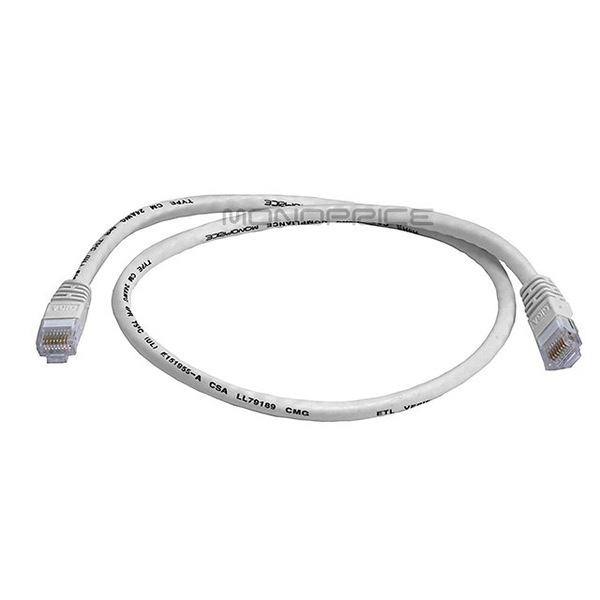Monoprice Cat6 Ethernet Patch Cable - Snagless RJ45, Stranded, 550Mhz, UTP, Pure Bare Copper Wire, 24AWG, 2ft, White