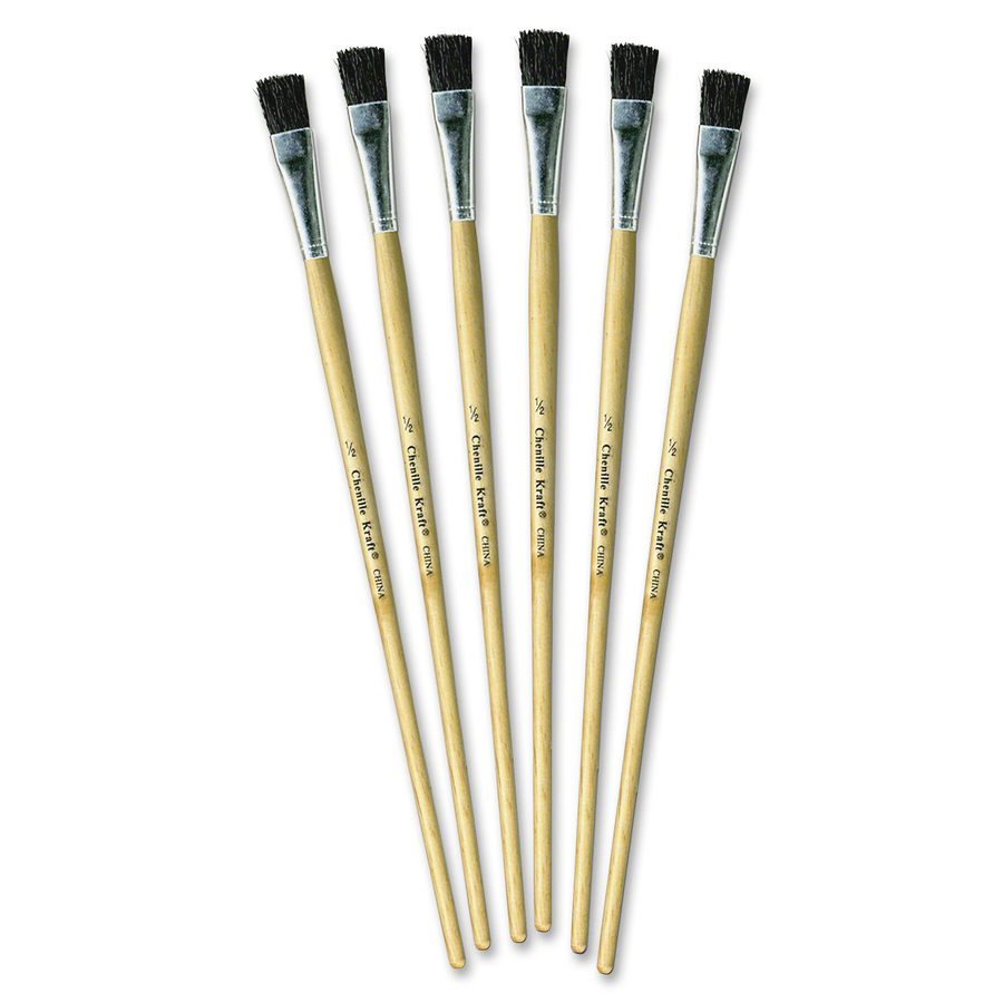 - Nickel Plated Ferrule es 24 Brush Chenillekraft Round Wood Paint Brush Set