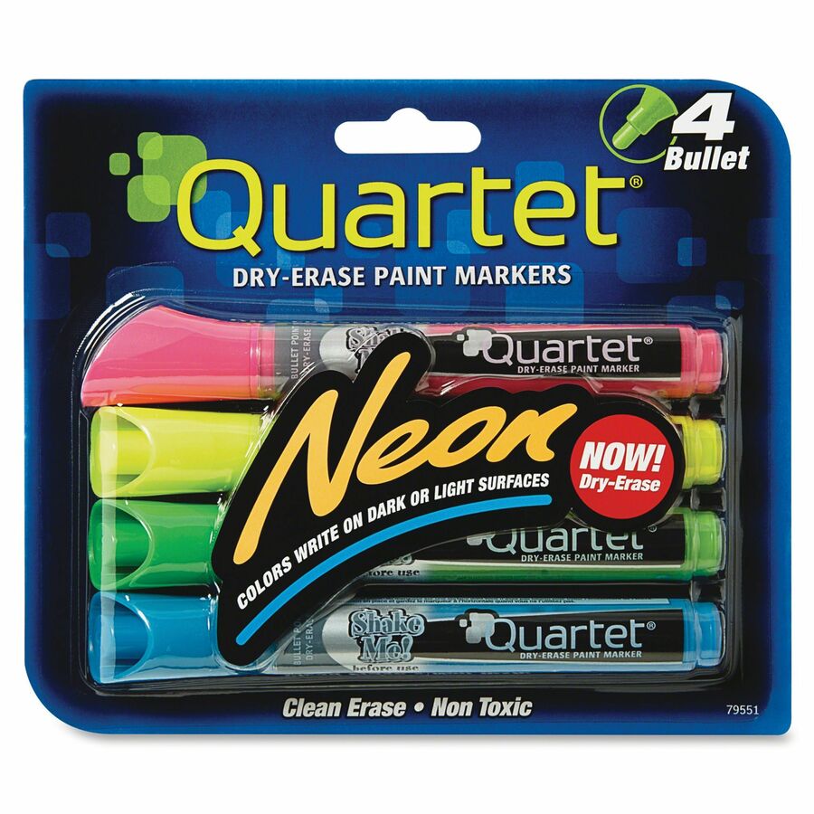 12 Pack Premium Glass Board Dry-Erase Markers Bullet Tip Black Quartet