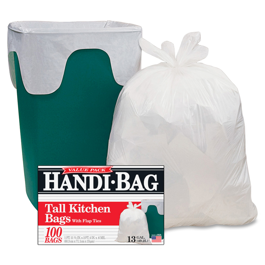 PCT Hefty Easy Flaps Tall-Kitchen Trash Bags, White, 13 Gal - 6 Boxes, 80 count each