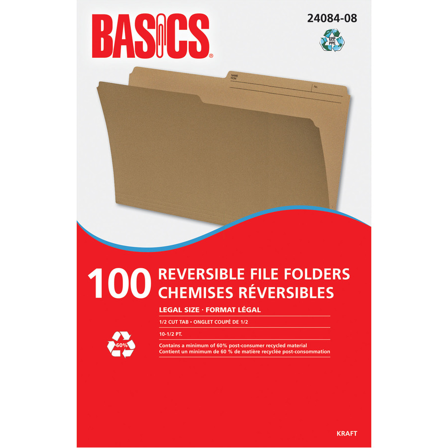 Basics Chemises r&eacute;versibles recycl&eacute;es format L&eacute;gal Kraft 100/Boîtes