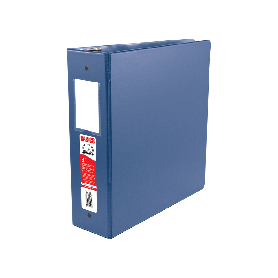 Basics Reliure à anneaux ronds 3" Bleu