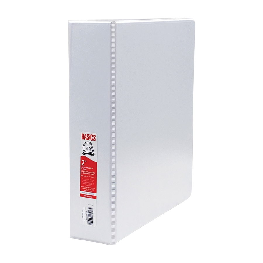 Basics&reg; Customizable D-Ring Binder 2" White