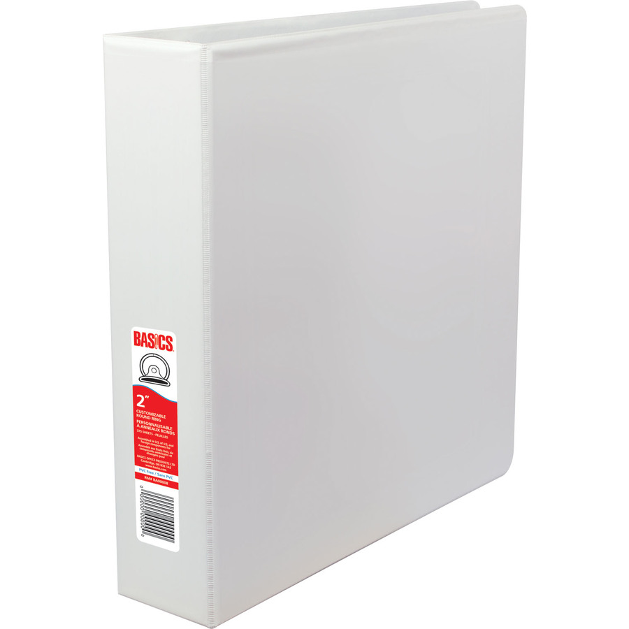 Reliure personnalisable à anneaux ronds de Basics, 2 po, blanc