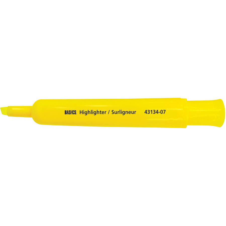 Basics&reg; Canister Highlighters Chisel Tip Yellow 10/box
