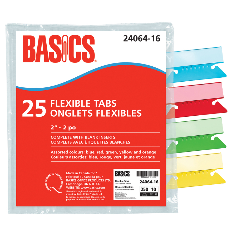 Basics&reg; Flexible Tabs 2" Assorted Colours 25/pkg
