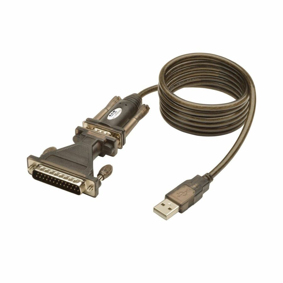 Tripp Lite USB-to-Serial Cable Adapter (USB-A to DB25 M/M) - 5 ft DB-25/USB Data Transfer Cable for Tablet PC, Phone, Camera, Modem, Notebook - First End: 1 x USB Type A - Male - Second End: 1 x 9-pin DB-9 RS-232 Serial - Male - Shielding - Gold Plated Co