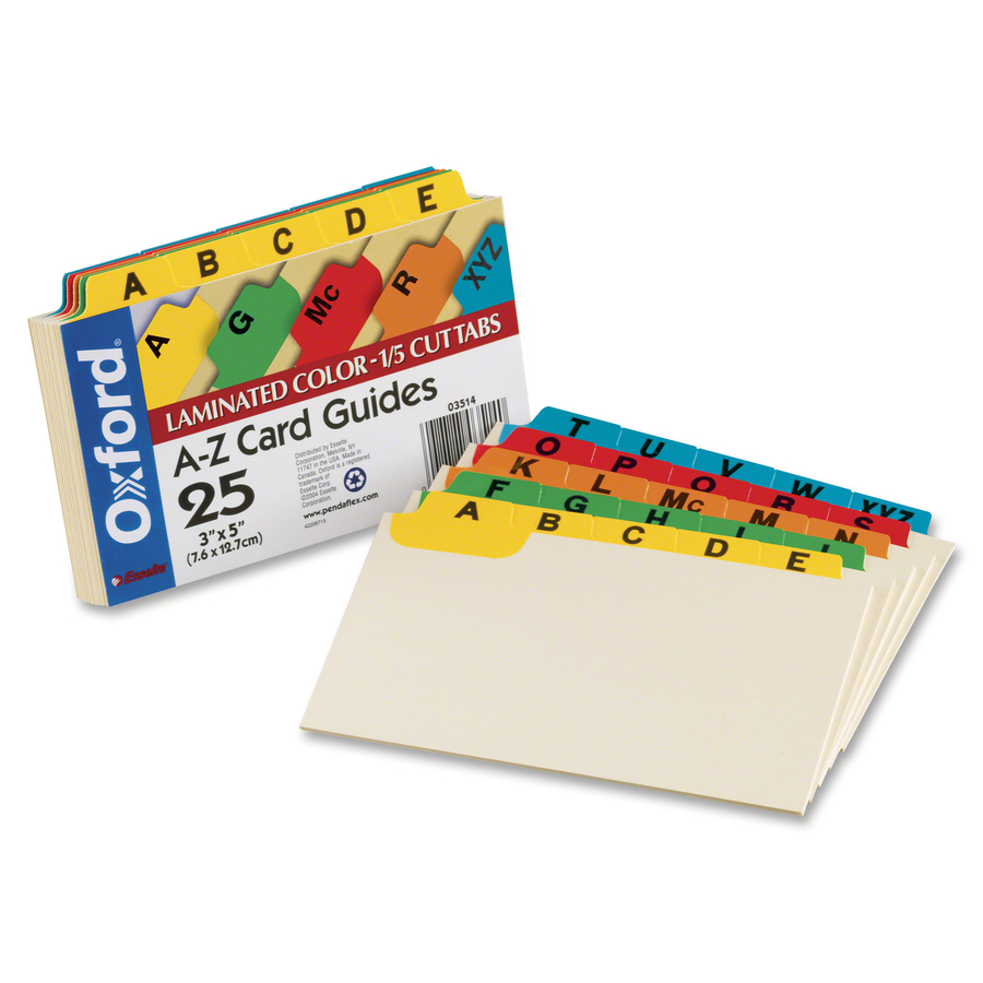 Poly Index Card Guides- A-Z or Monthly, 4x6, 5 Tab, Assorted
