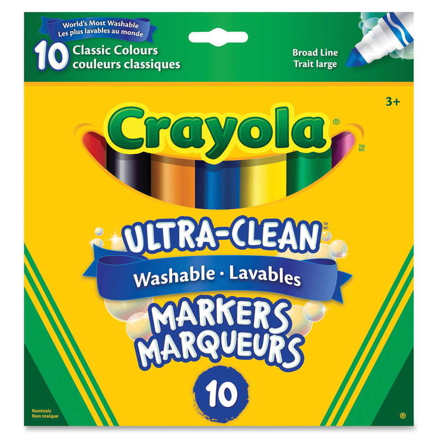 Crayola Ultra-Clean Color Max Broad Line Washable Markers, Classic Colors  10/Pkg