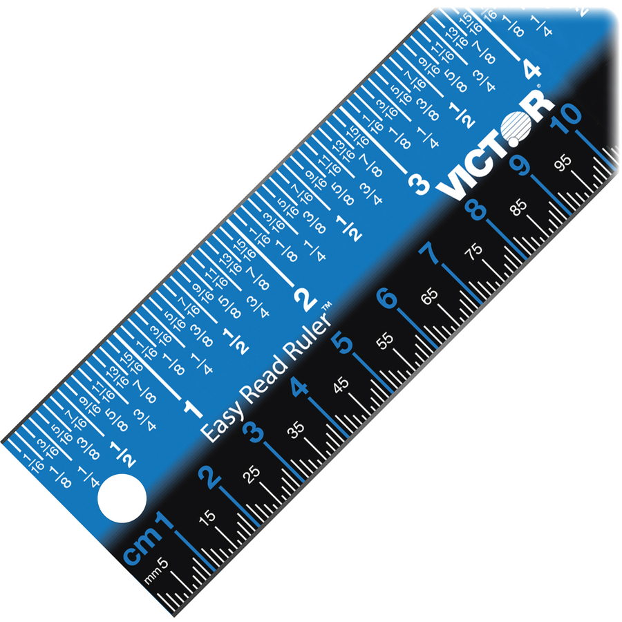 Victor Stainless Steel Dual Colour Easy Read Ruler Vctez12sbl