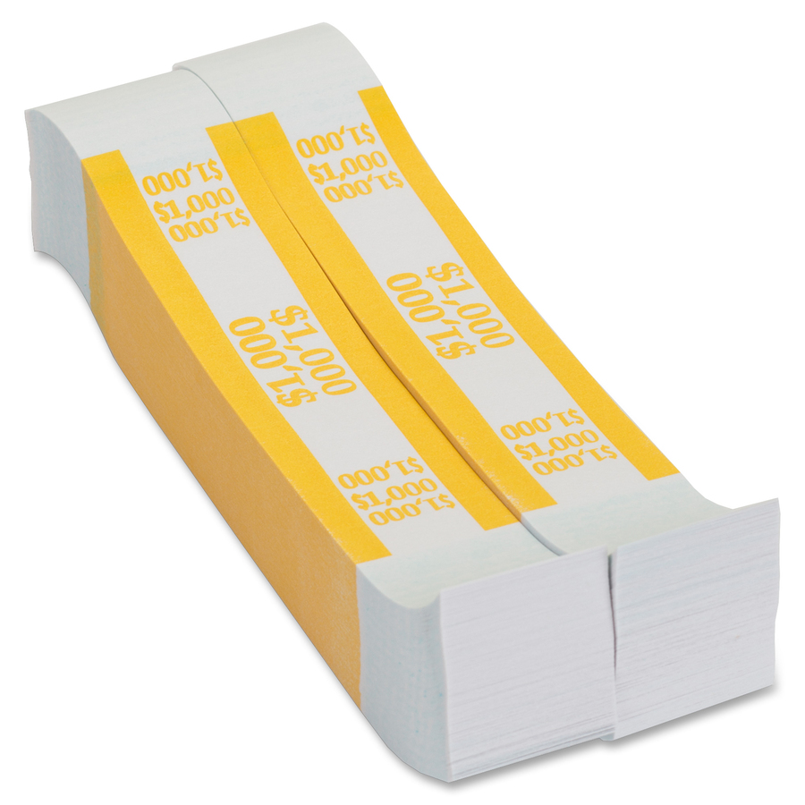 100 Yellow $1,000 Cash Money Self-Sealing Straps Currency Bands 