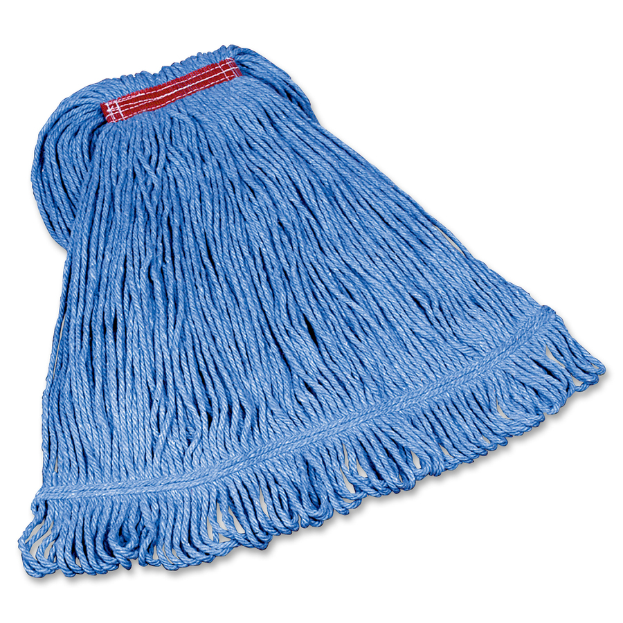 Rubbermaid Commercial Super Stitch Blend Mop Head, Large, Cotton/Synthetic, Blue
