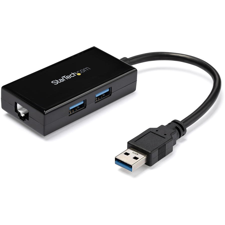 StarTech.com USB 3.0 to Gigabit Network Adapter with Built-In 2-Port USB Hub - Native Driver Support (Windows, Mac Chrome OS) - Add Gigabit Ethernet connectivity and two USB 3.0 ports to