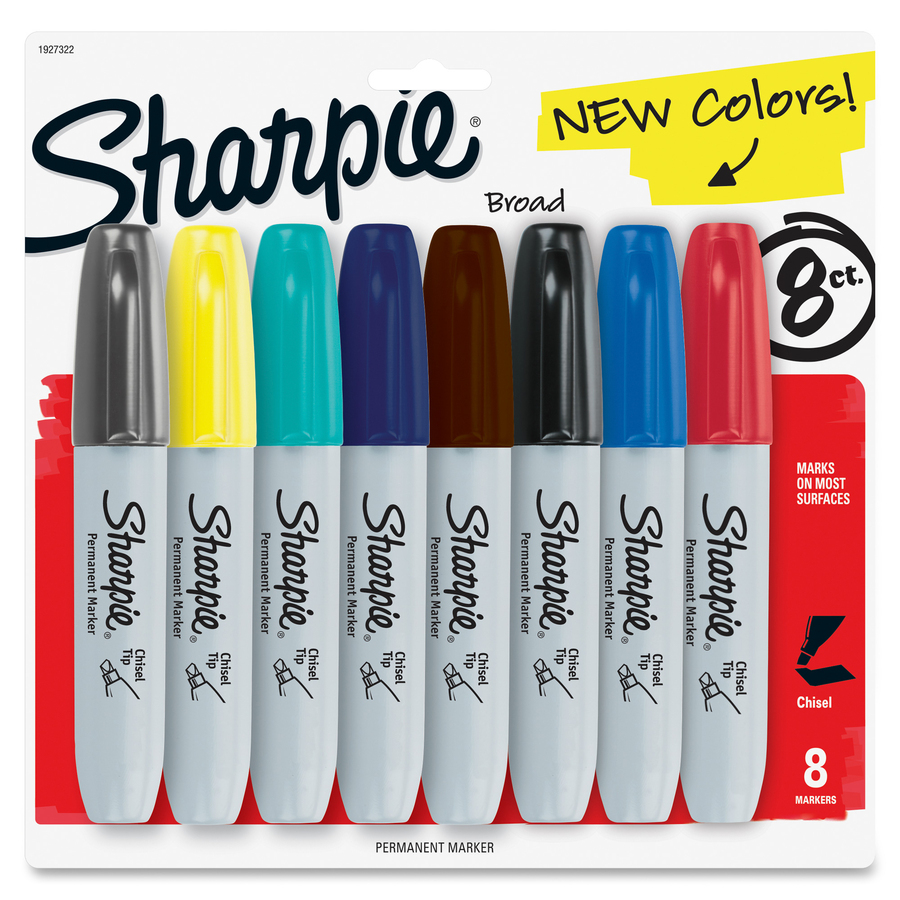 Sharpie Chisel Tip Permanent Marker, Medium, Assorted Fashion, 8/Pack