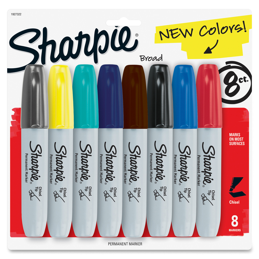 Sharpie Wide Chisel Tip Permanent Markers, Assorted Colors - 8/Set 