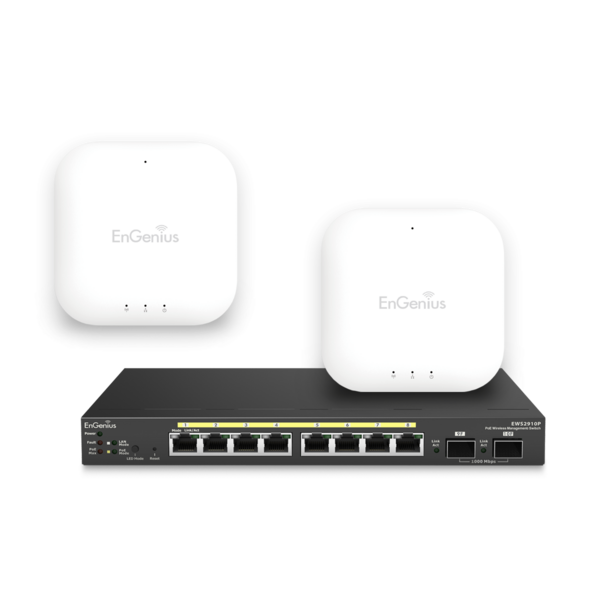 EnGenius EWS2910P-Kit-300 Affordably create or expand a Wi-Fi network with a WLAN Controller PoE Switch and two APs
