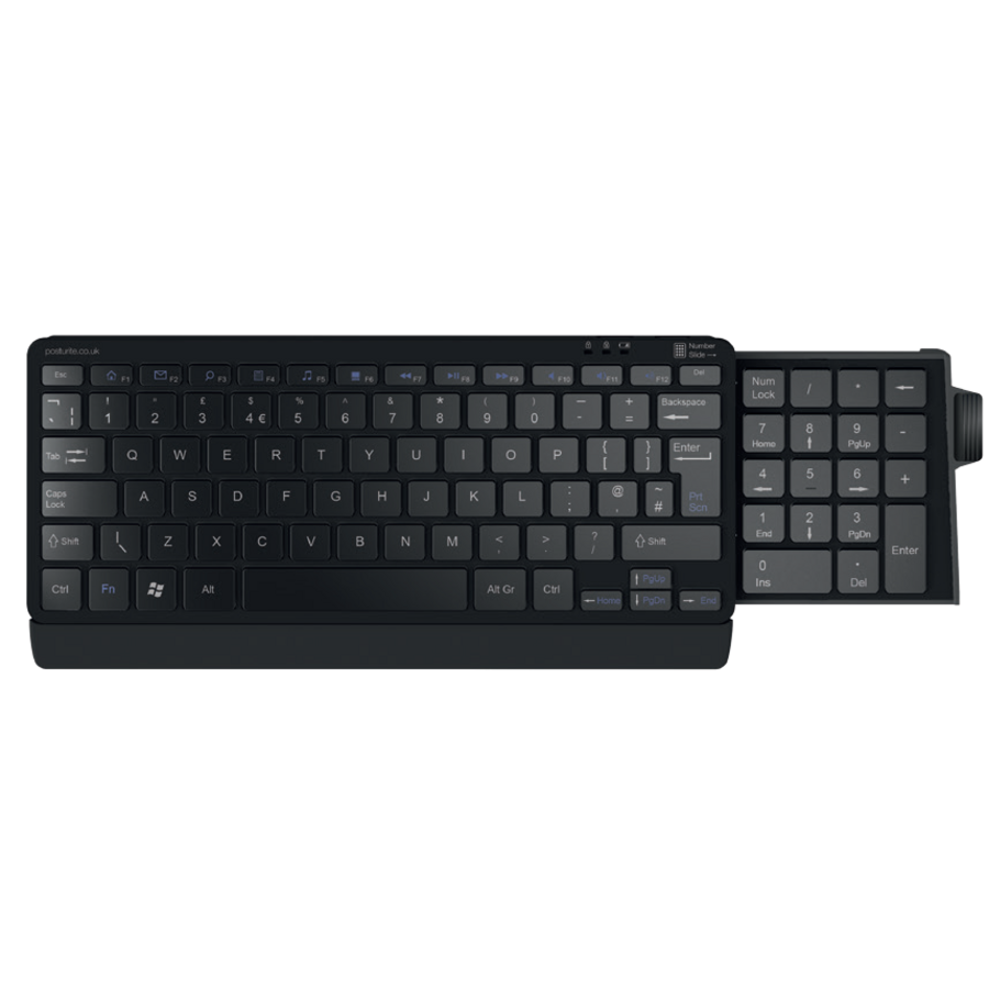 Number Slide Compact Keyboard w/ Retractable Number Pad, Wired