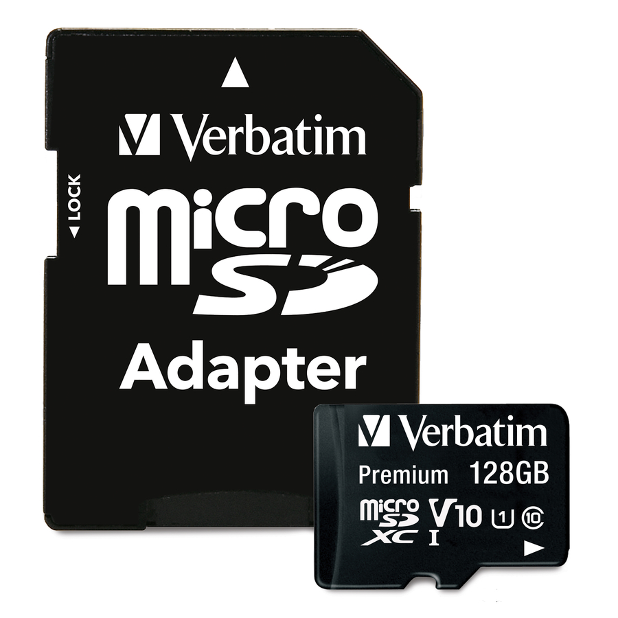 Verbatim 128GB Premium microSDXC Memory Card with Adapter, UHS-I Class 10