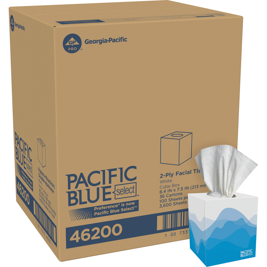 Genuine Joe Cube Box Facial Tissue - 2 Ply - White