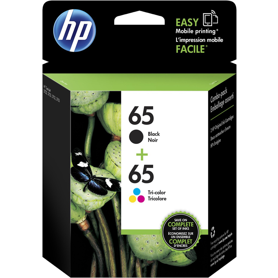 HP 65 Original Standard Yield Inkjet Ink Cartridge - Pigment Black, Tri-color - 2 / Pack