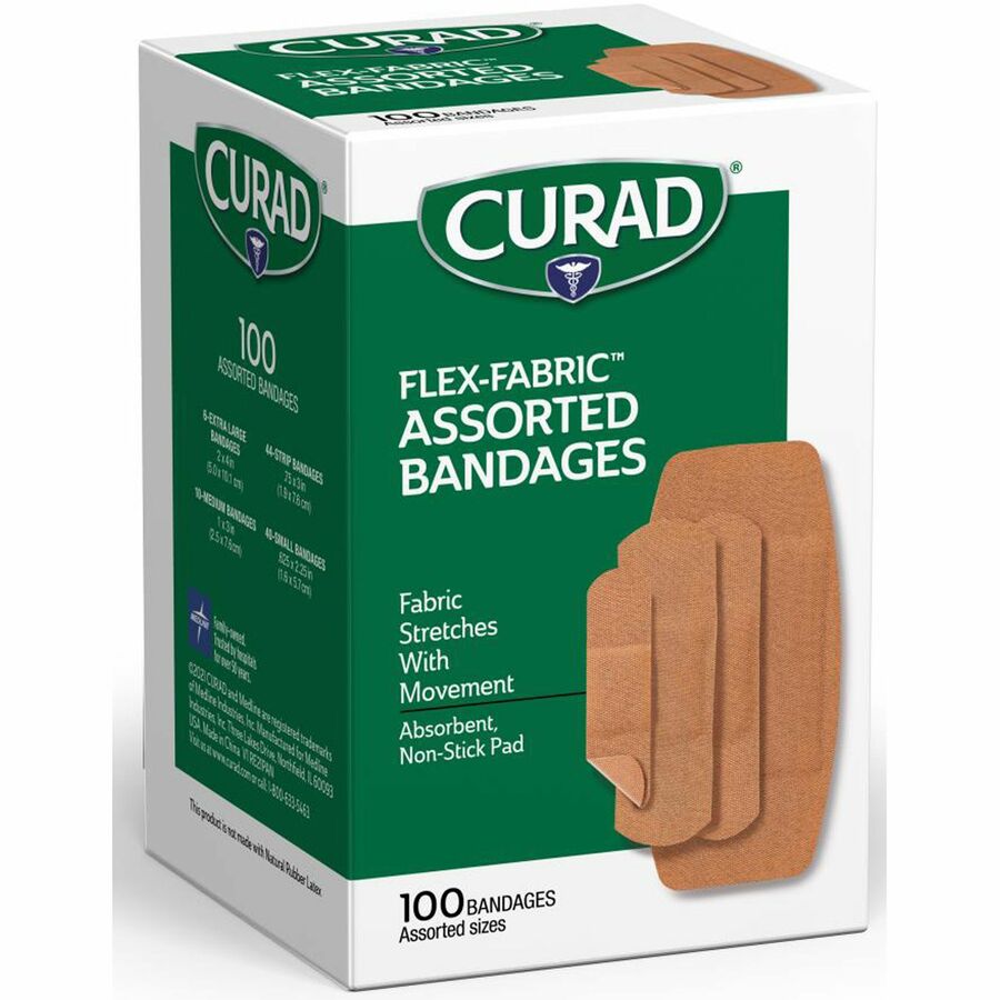 Band-Aid Flexible Fabric Adhesive Bandages - 1 - 12/Carton - 100 Per Box -  Beige - Fabric