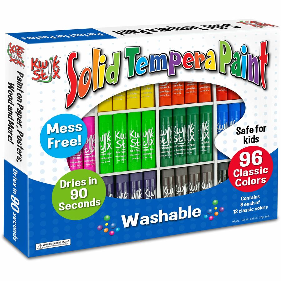 The Pencil Grip Kwik Stix Solid Tempera Paint, Super Quick Drying, 96 Pack  (TPG-696)