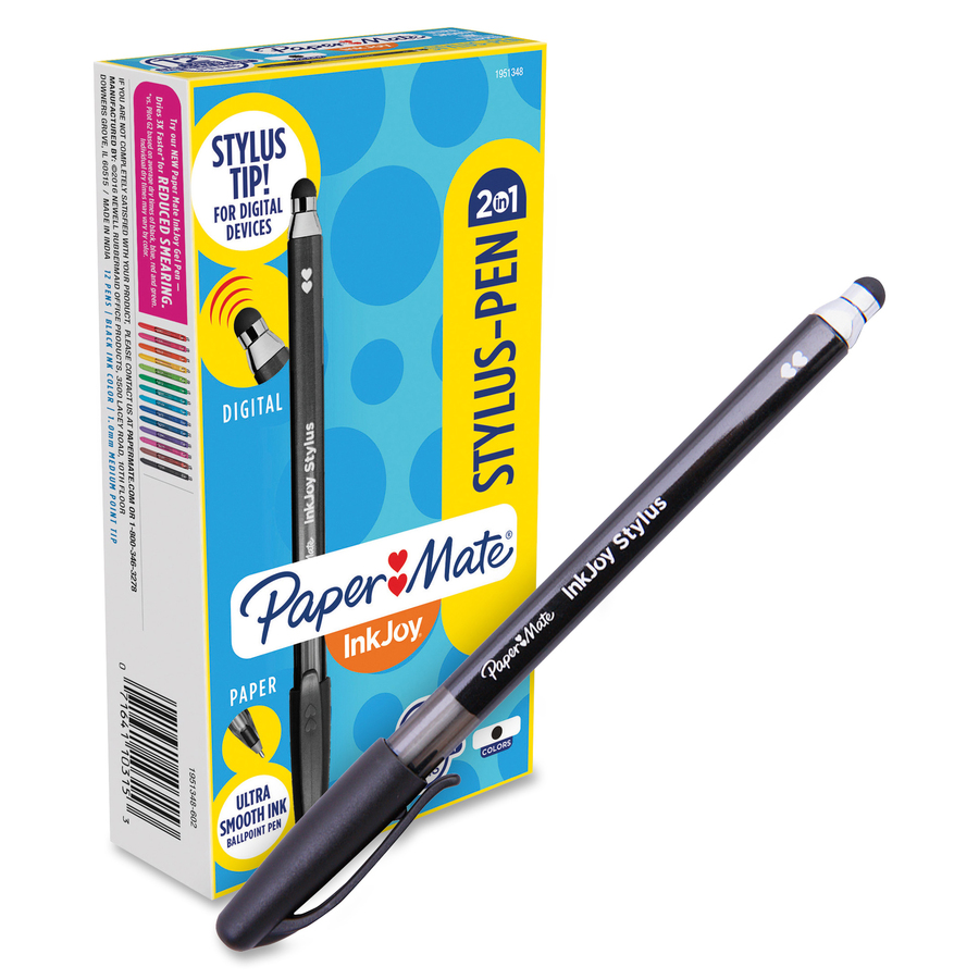 Paper Mate InkJoy Stylus Pen, 2-in-1 - 12 / Pack - Black Ink 