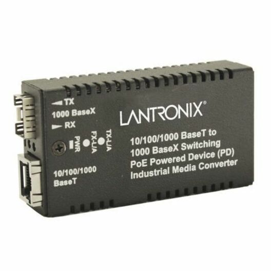 Lantronix M/GE-ISW-SFP-01-PD Hardened Mini PD Gigabit Ethernet Media Converter