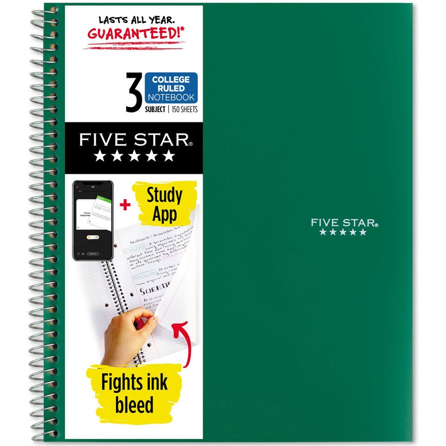 Five Star Reinforced Filler Paper, College Ruled, 11 x 8 1/2, 100  Sheets/Pack, 12 Pack, Filler Paper