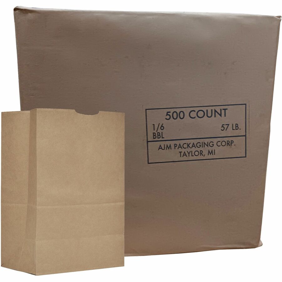 AJM Packaging Grocery Sacks - 12 Width x 17 Length x AJMGS57NP5C, AJM  GS57NP5C - Office Supply Hut