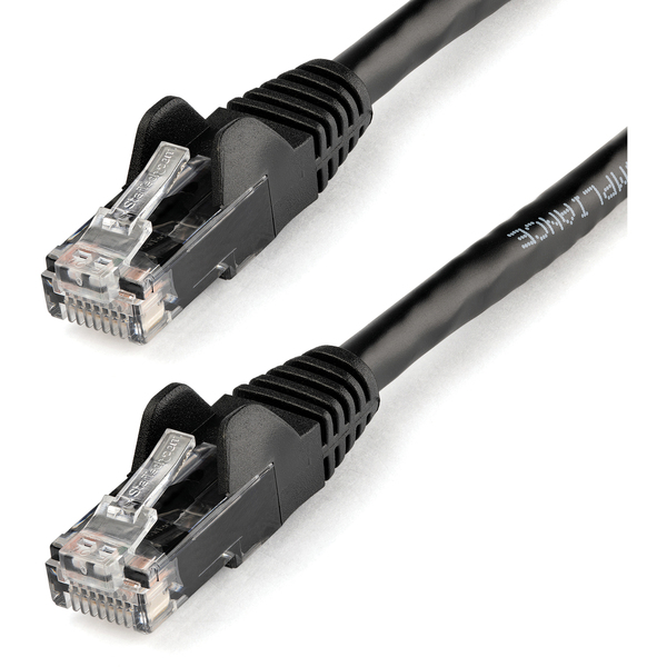 12ft Black Cat6 Patch Cable with Snagless RJ45 Connectors - Cat6 Ether