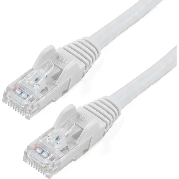 20ft White Cat6 Patch Cable with Snagless RJ45 Connectors - Long Ether