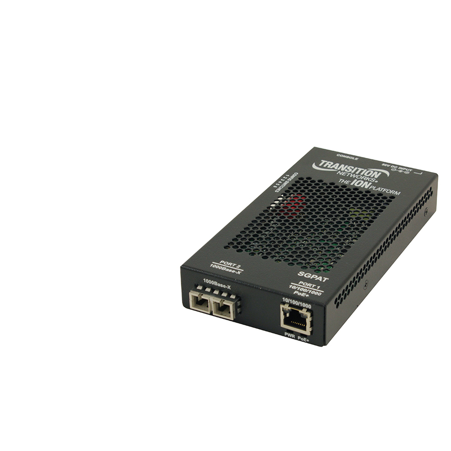 Lantronix SGPAT Series PoE+ RJ-45 to SC multimode media converter