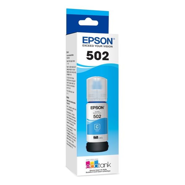 EPSON T502 Cyan Ink Bottle with Sensormatic