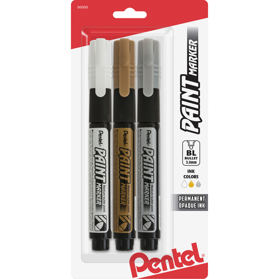 Pentel Permanent Paint Markers - Extra Fine Fine & Medium Tip, White Gold  Silver