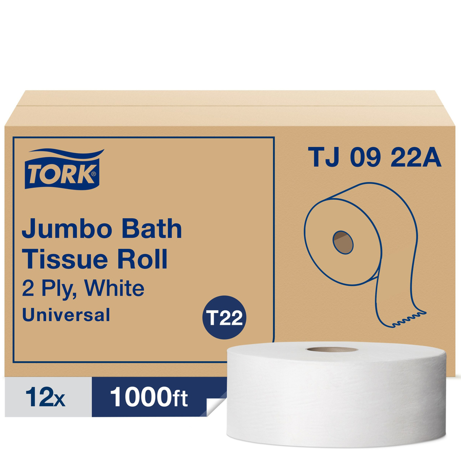 General Supply 2-Ply 9 inch Jumbo Roll Bath Tissue, White, (Pack of 12)