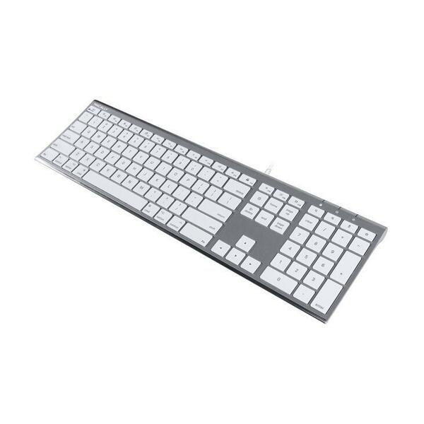 Macally's Space Grey color ACEKEY is an ultra slim USB wired keyboard designed to work with Macs and Windows PC. 110 full size and thin keys for a comfortable and efficient typing experience . Scissor switch keycaps for smooth and silent typing 20 con