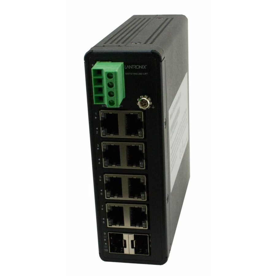 Lantronix SISTG1040-282-LRT unmanaged hardened Gigabit Ethernet switch with RJ-45 ports and SFP slots