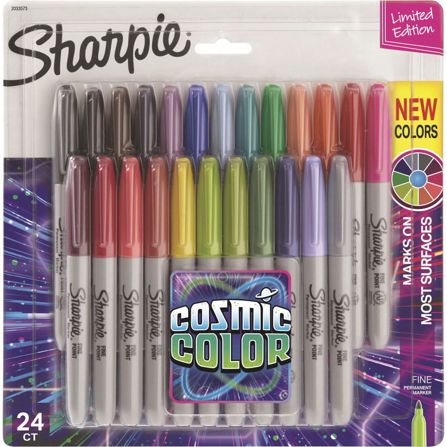 Sharpie Cosmic Color Permanent Markers, Bullet Tip, Assorted, 24-Pack