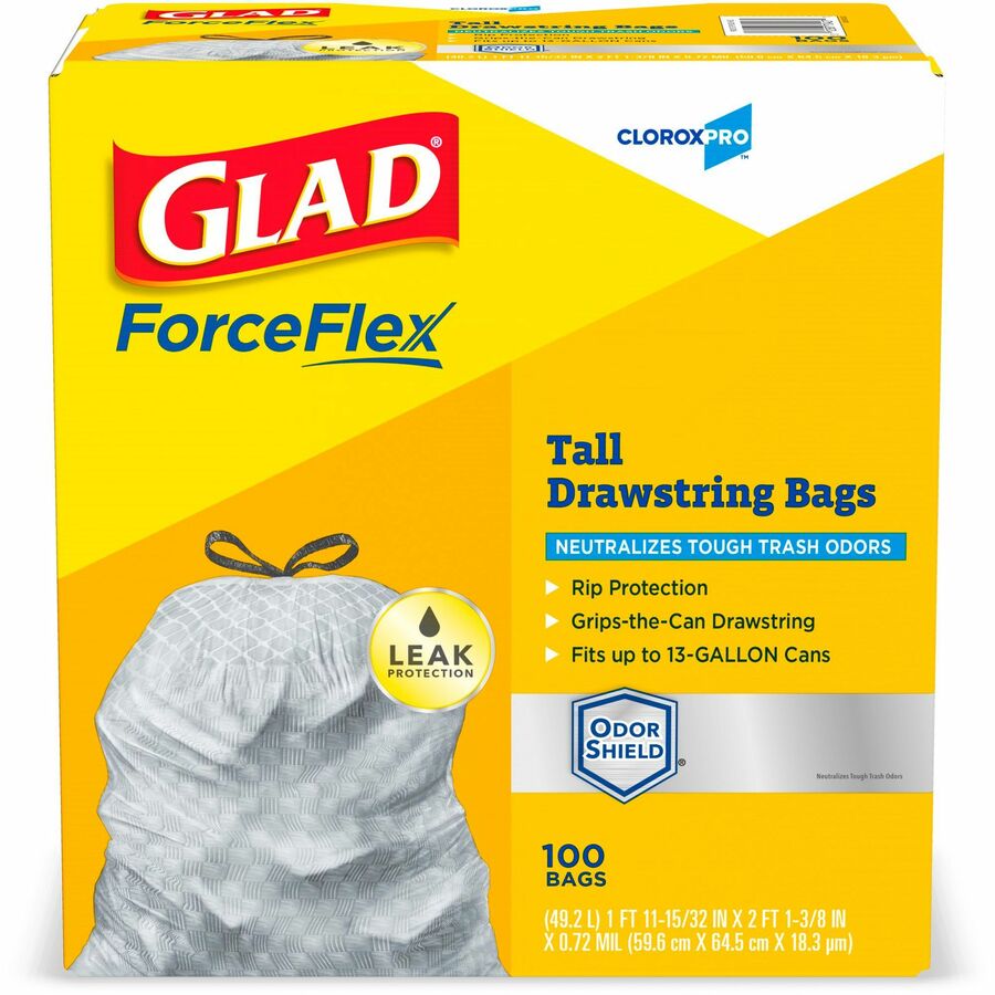 Glad ForceFlex Tall Kitchen Drawstring Trash Bags - Mediterranean Lavender  with Febreze Freshness - 13 gal Capacity - 24.02 Width x 27.36 Length -  0.78 mil (20 Micron) Thickness - White 