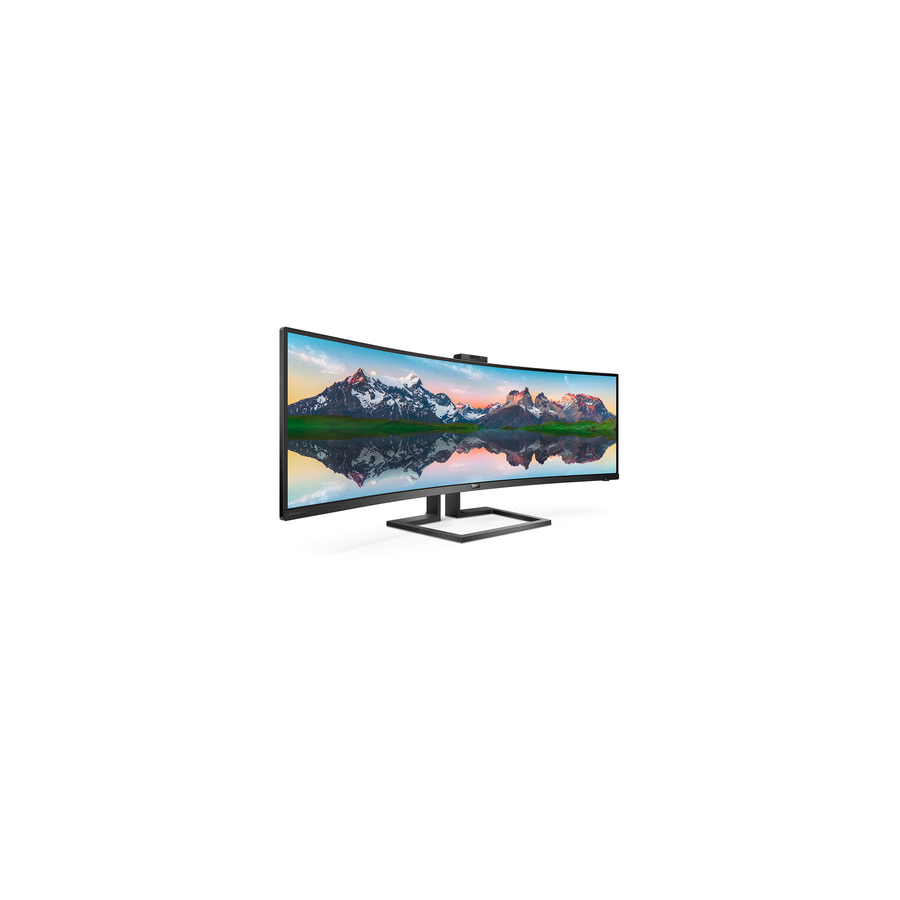 Philips Brilliance 499P9H 49" Class Webcam Dual Quad HD (DQHD) Curved Screen LCD Monitor - 32:9 - Textured Black