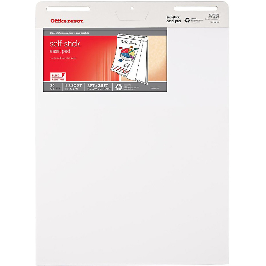 Office Depot Bleed Resistant SelfStick Easel Pads, 25" x 30", 30