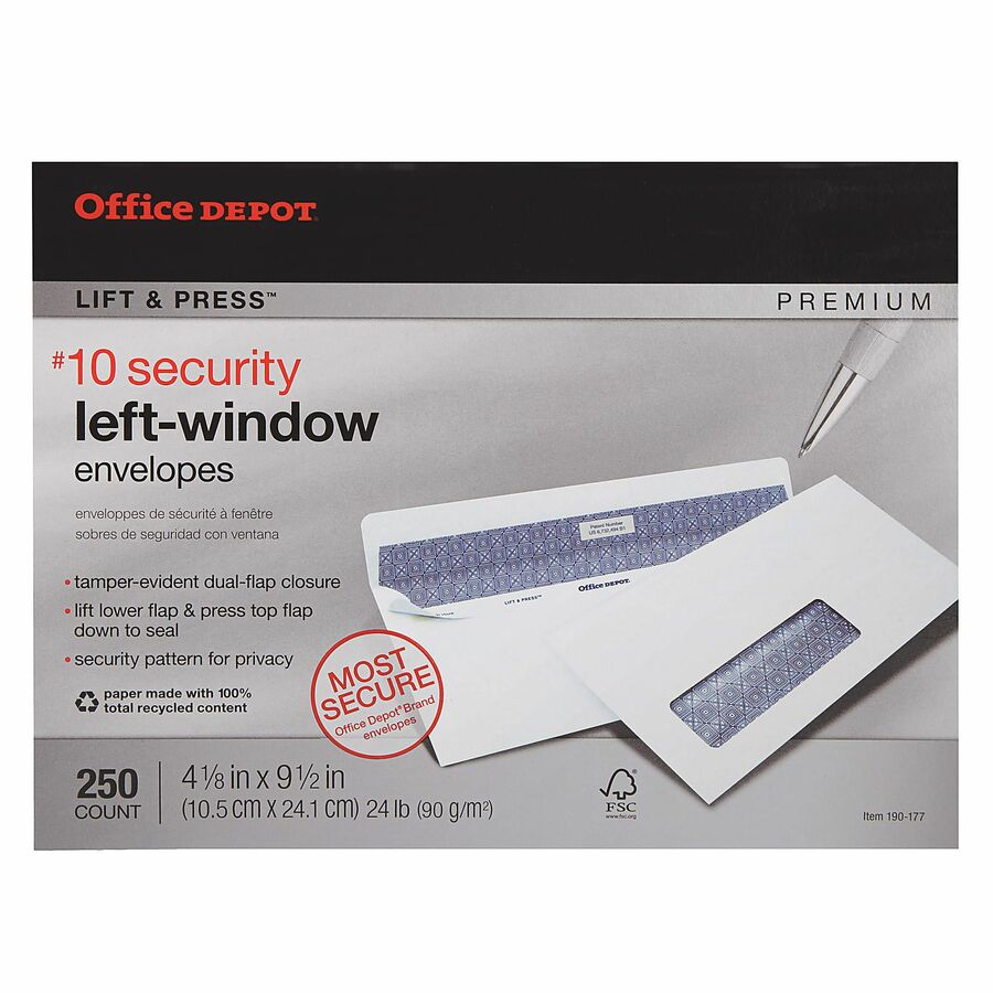 Office Depot Lift & Press Envelope Window Envelopes Office Depot