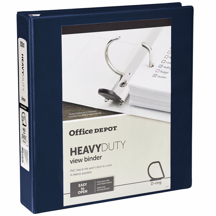 Office Depot Heavy-Duty D-Ring View Binder, 1 1/2in Rings, 54% Recycled ...