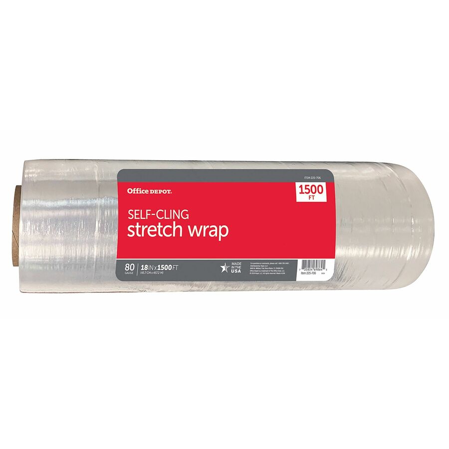 Office Depot Stretch Wrap Film, 18in x 1500ft Roll, Clear ShrinkWrap