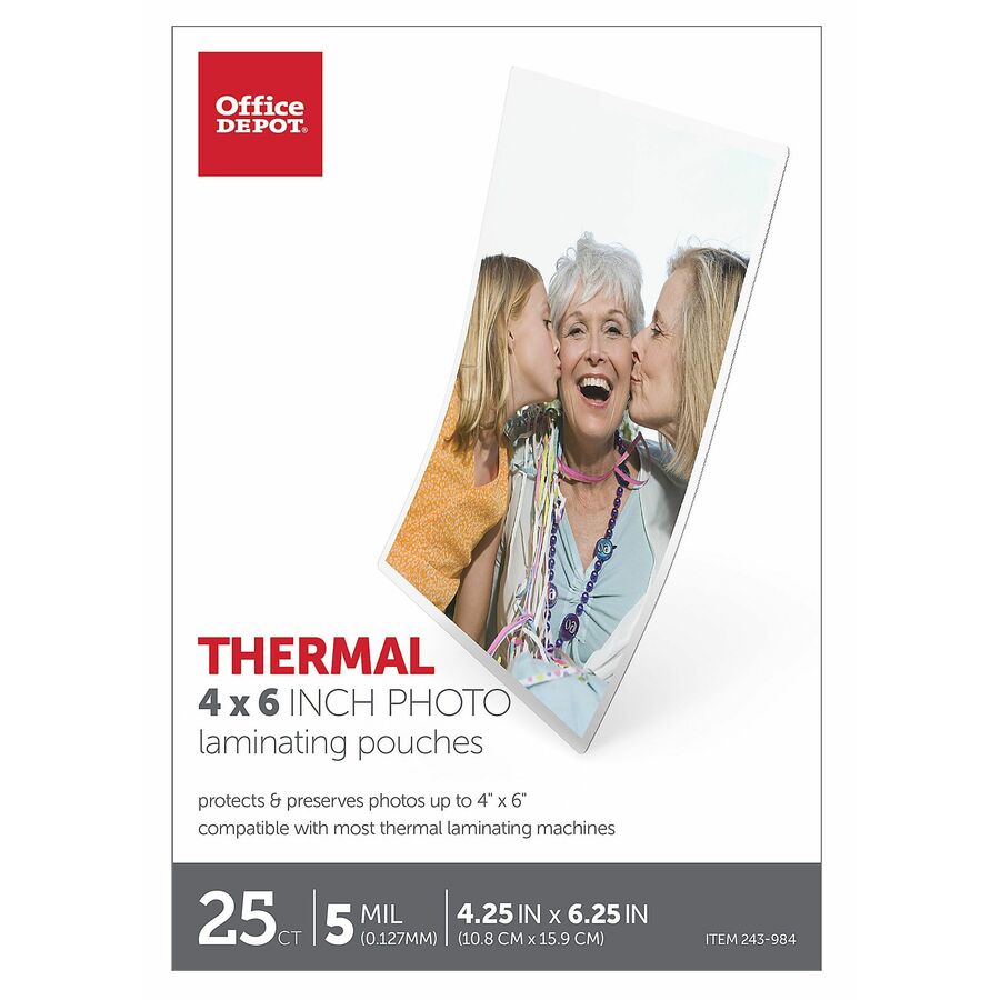 Office Depot® Brand Laminating Pouches, Photo Size, 5 Mil, 4" x 6